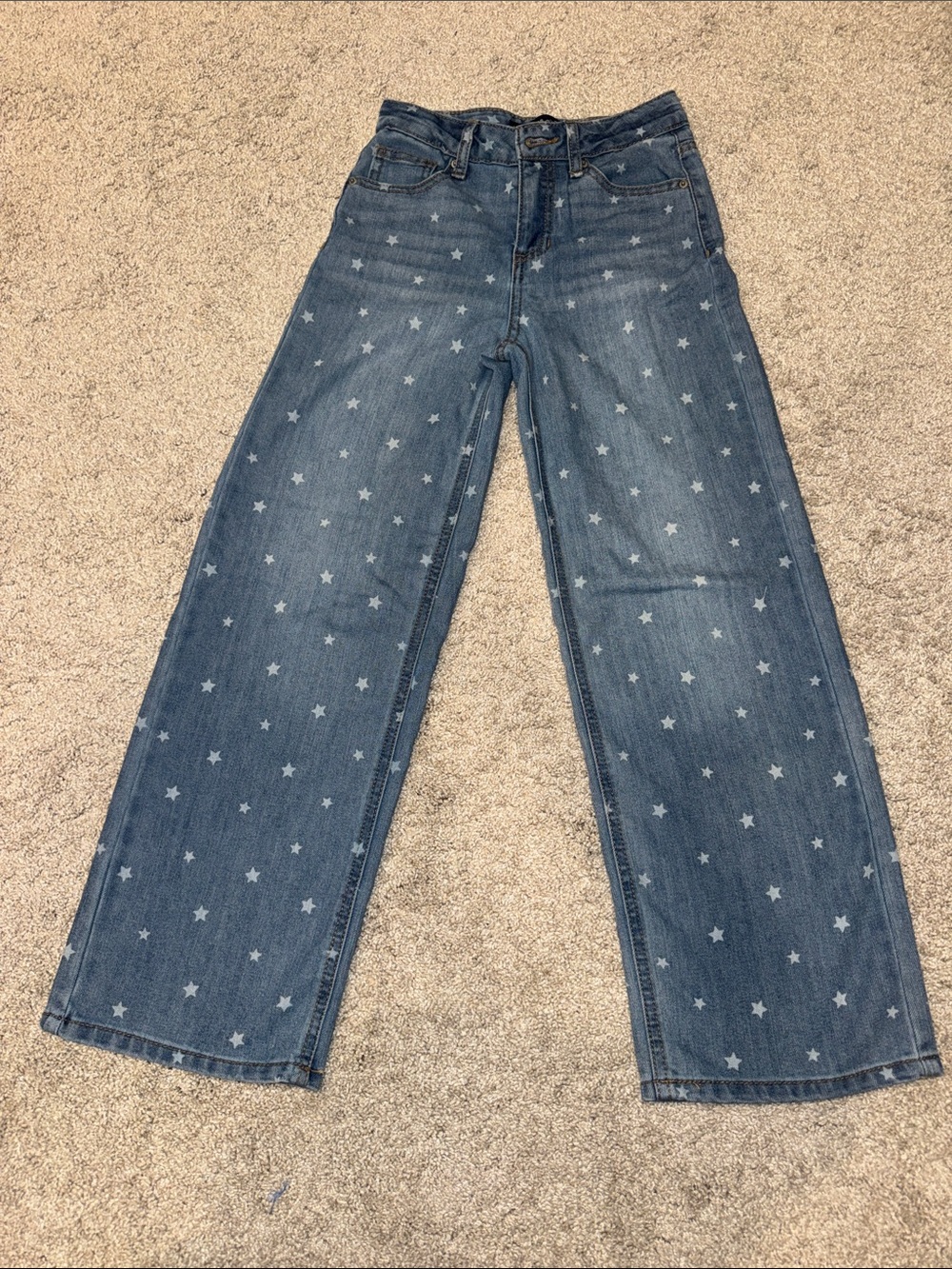 Vanilla Star Blue Star-Print Wide Leg Jeans